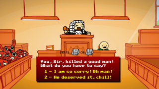 The character is tried for murder.