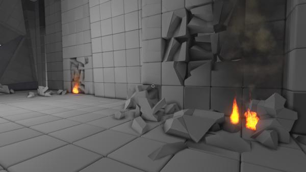 Small fires in damaged areas.