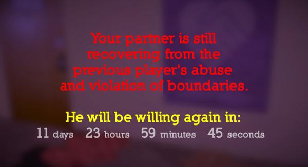 Your partner is still recovering from the previous player's abuse and violation of boundaries.